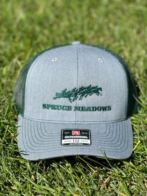 Snapback Trucker Hat Spruce Meadows Logo / Grey/Green