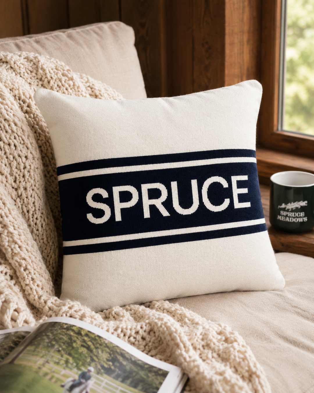 Spruce Meadows Pillow Case - Navy/Off-White