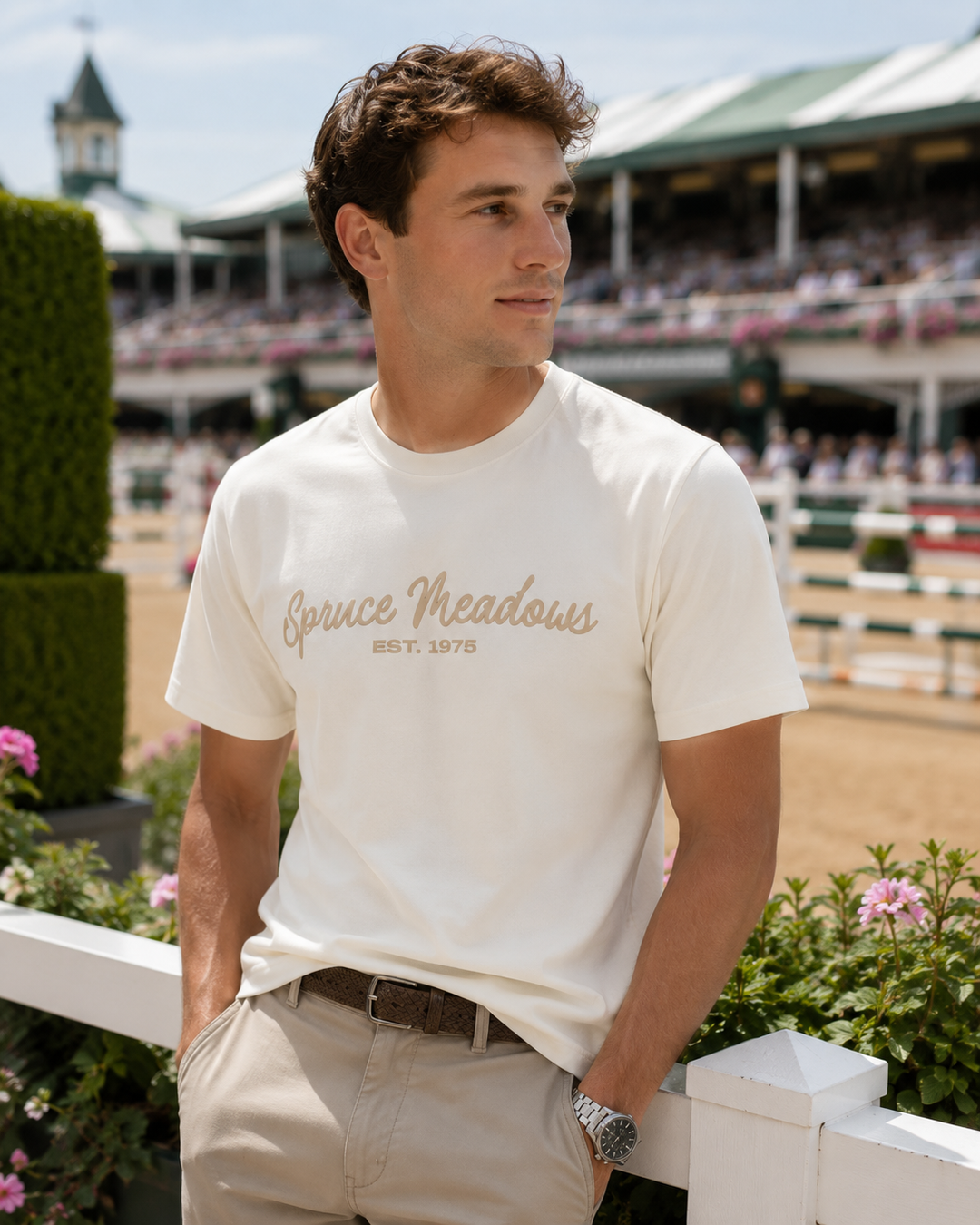 Spruce Meadows Script Tee — Ivory