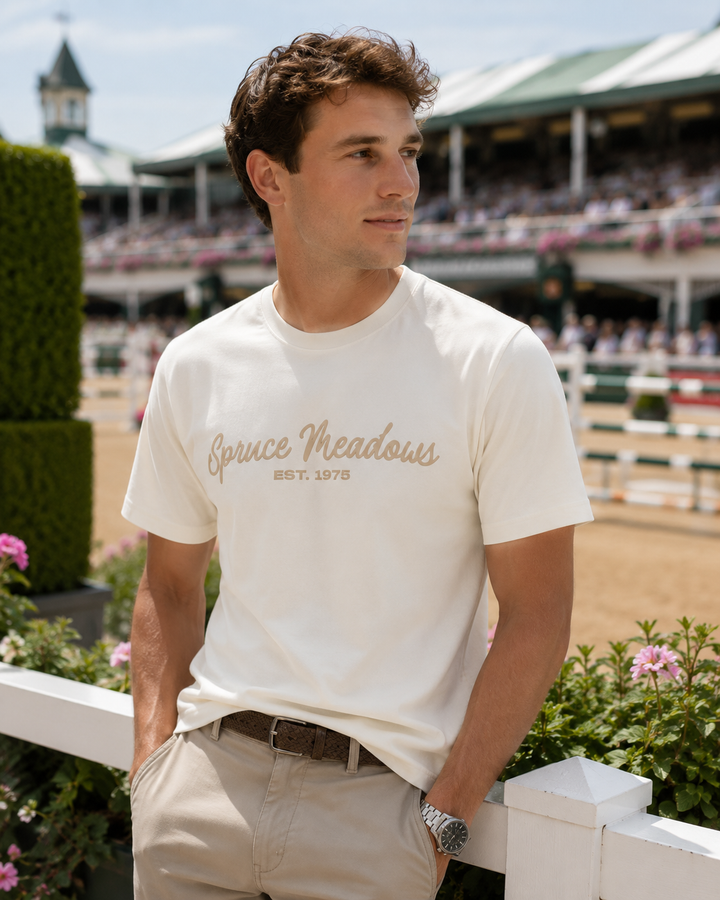 Spruce Meadows Script Tee — Ivory
