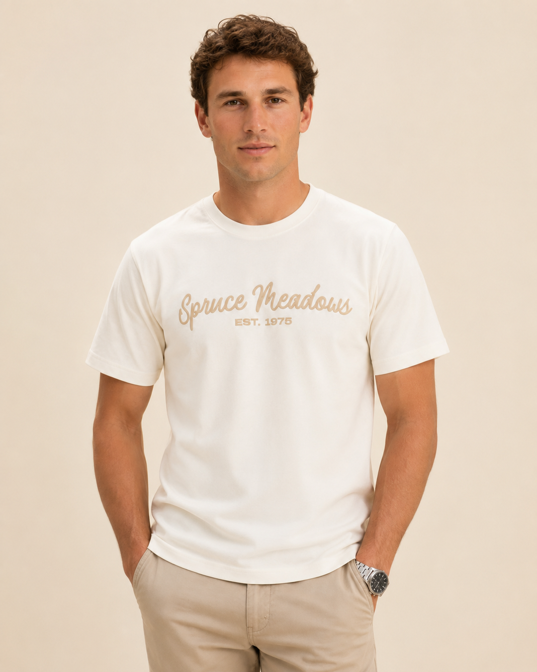 Spruce Meadows Script Tee — Ivory
