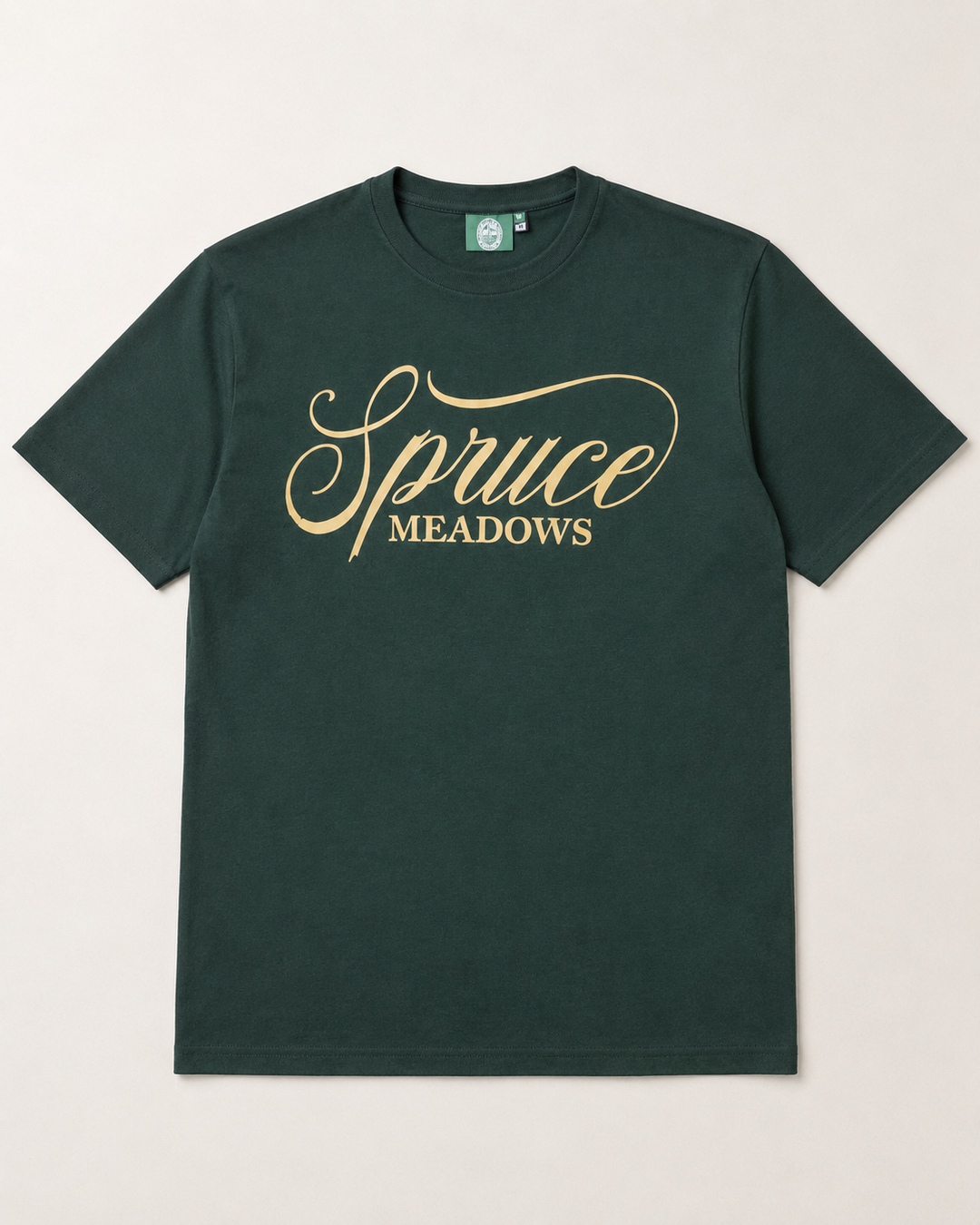 Spruce Meadows Signature Script Tee — Forest Green