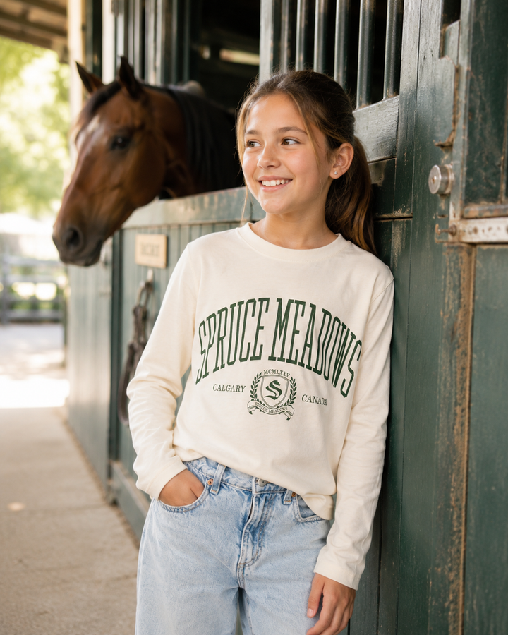 Youth T-Shirt Long-Sleeve Spruce Meadows Arch