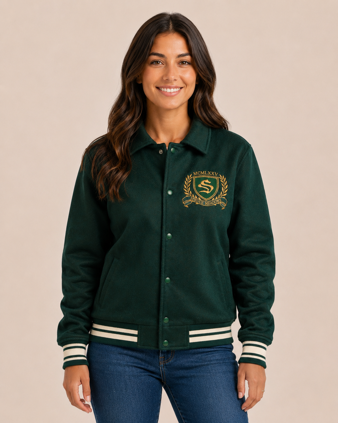 Wool Jacket with Embroidered Crest