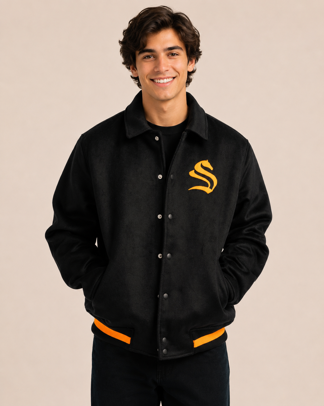 Wool Jacket with Embroidered Crest