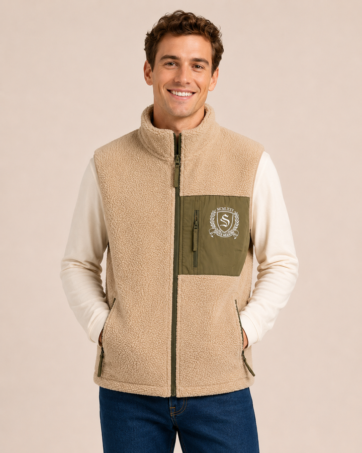 Heavy Pile Vest-Khaki
