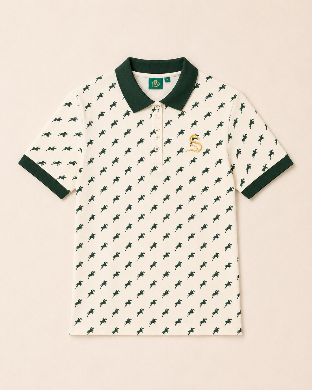 Polo Pique with Horse Pattern