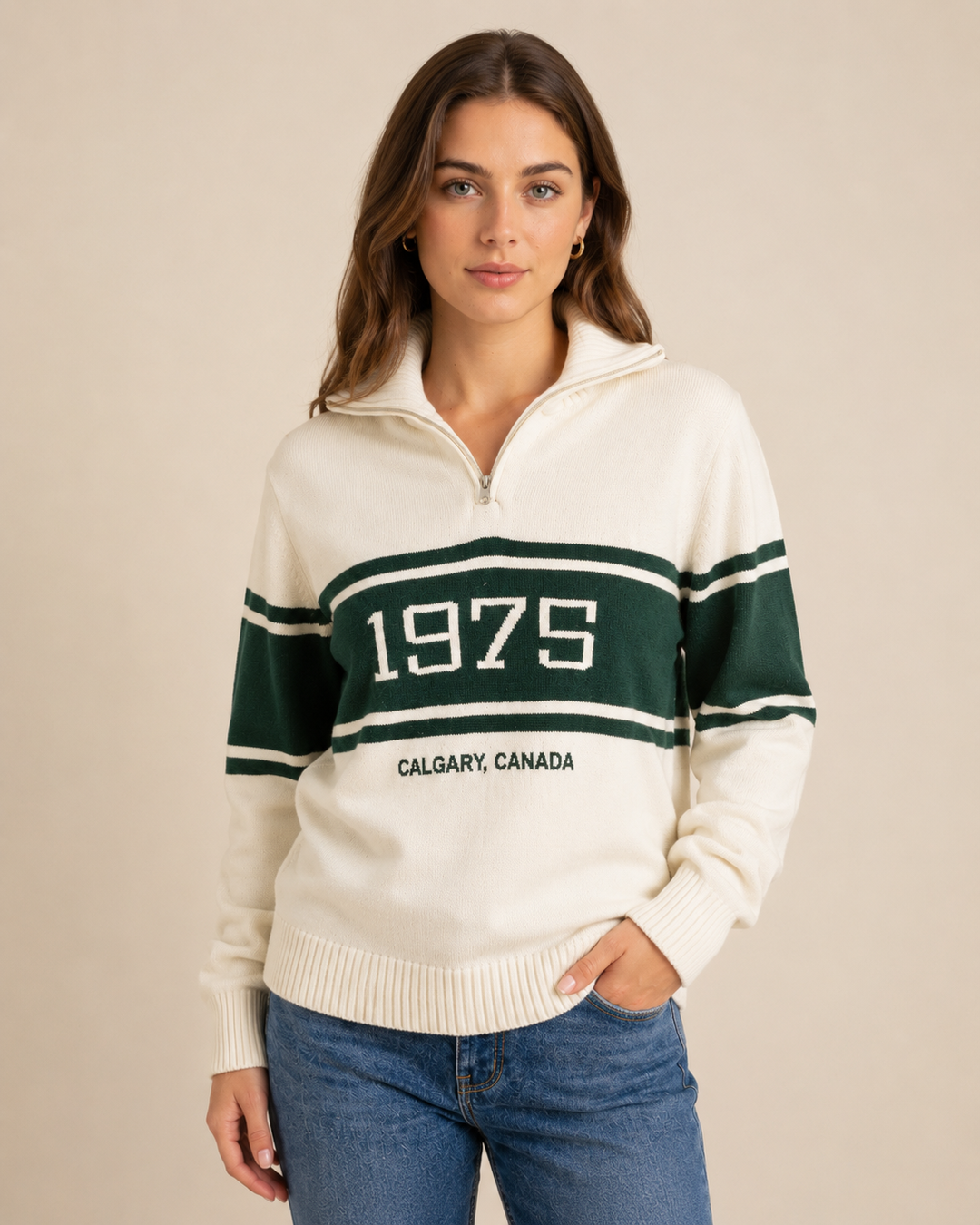 1975 Knitted Half Zip Sweater