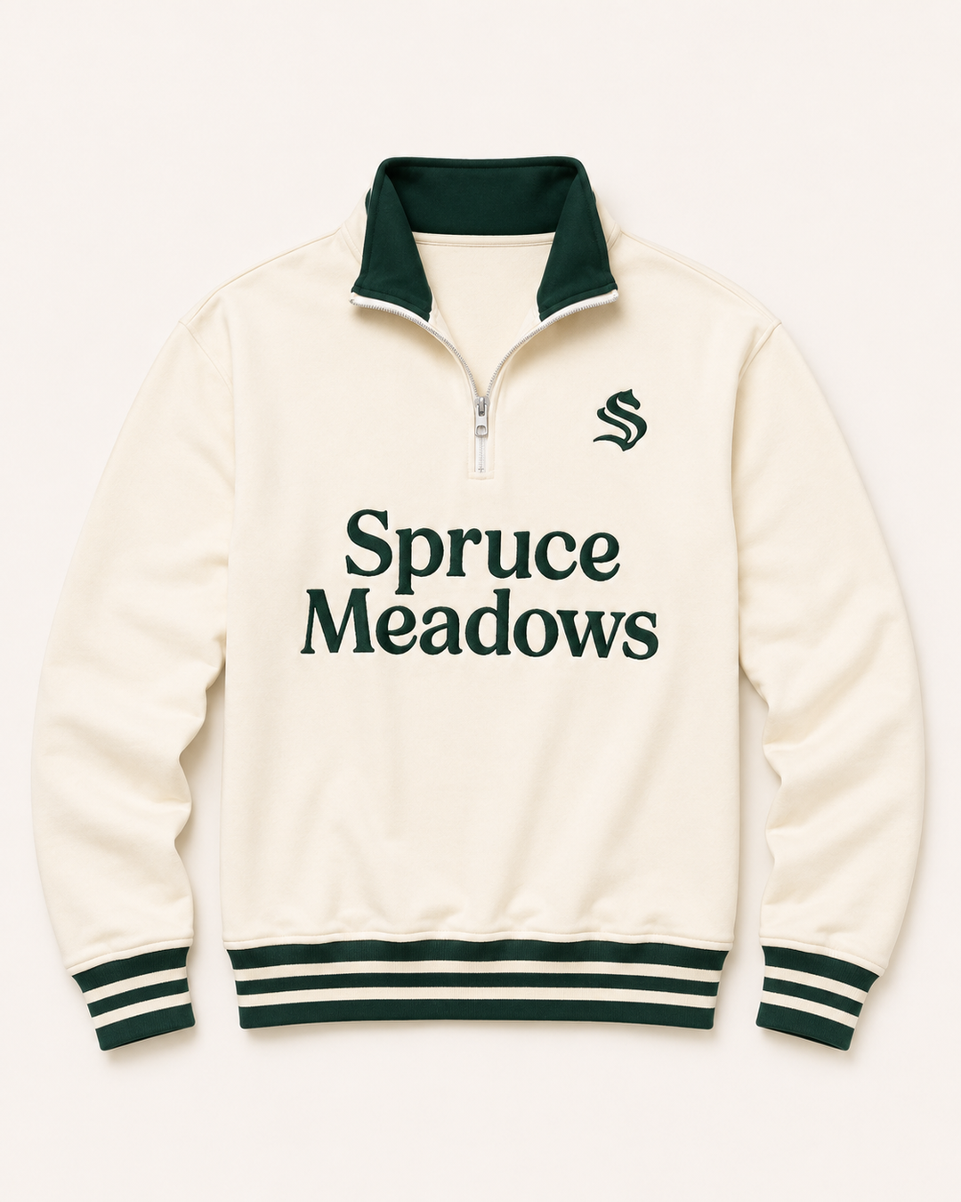 Half Zip Off-White Sweatshirt