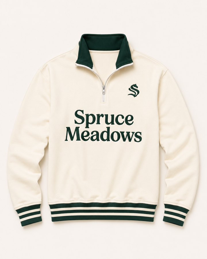 Half Zip Off-White Sweatshirt