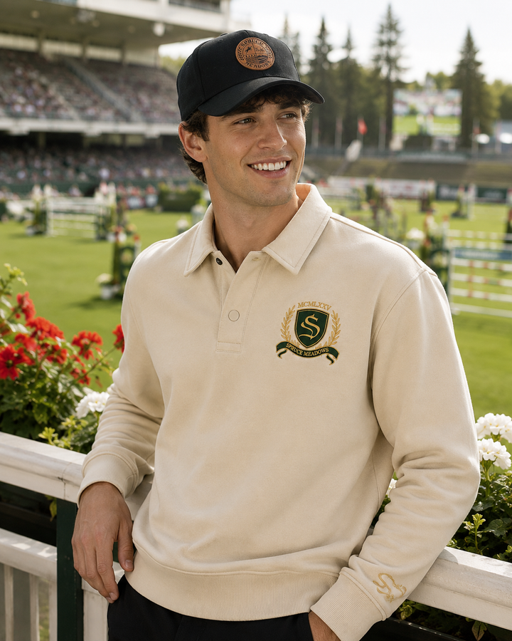 Black Ball Cap with Leather Crest Logo