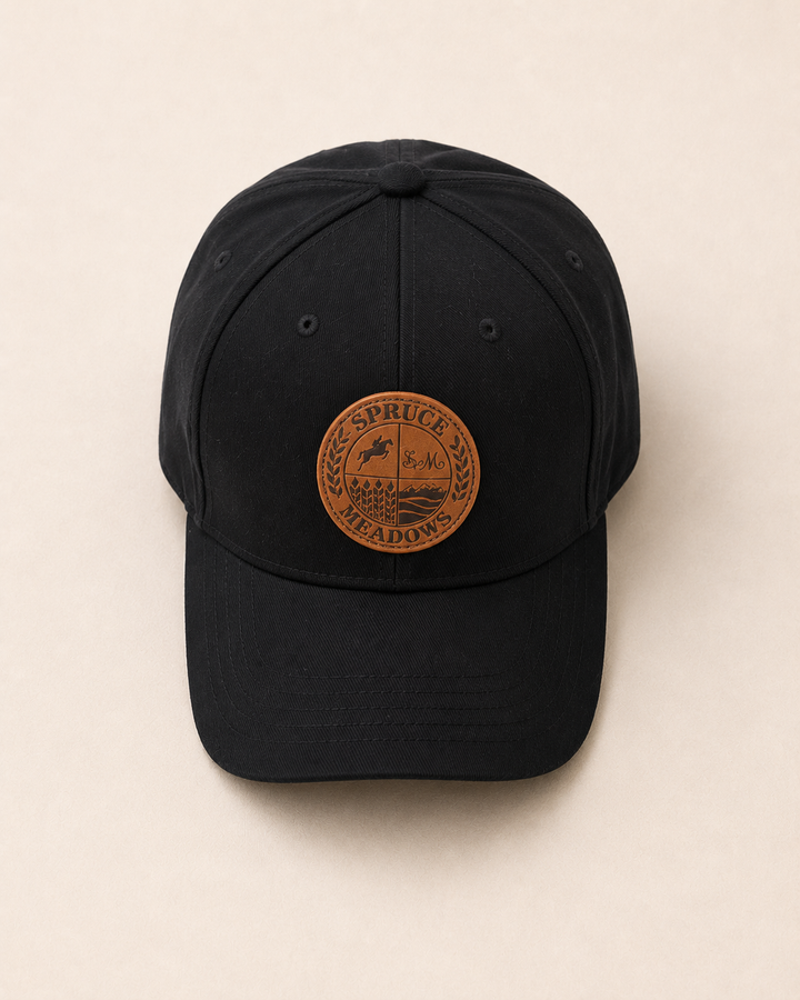 Black Ball Cap with Leather Crest Logo