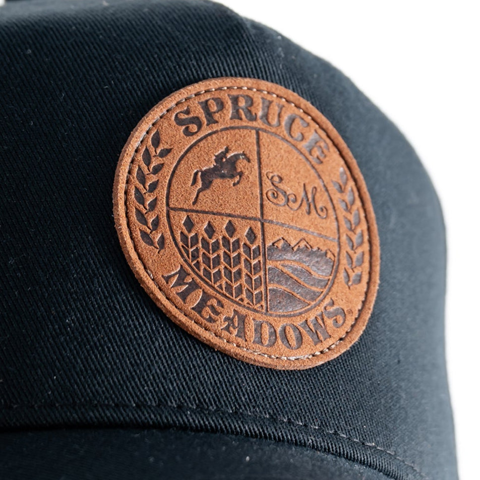 Black Ball Cap with Leather Crest Logo