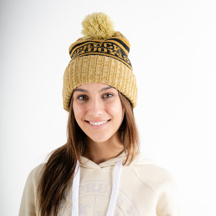 Spruce Meadows Gold Pom Pom Beanie