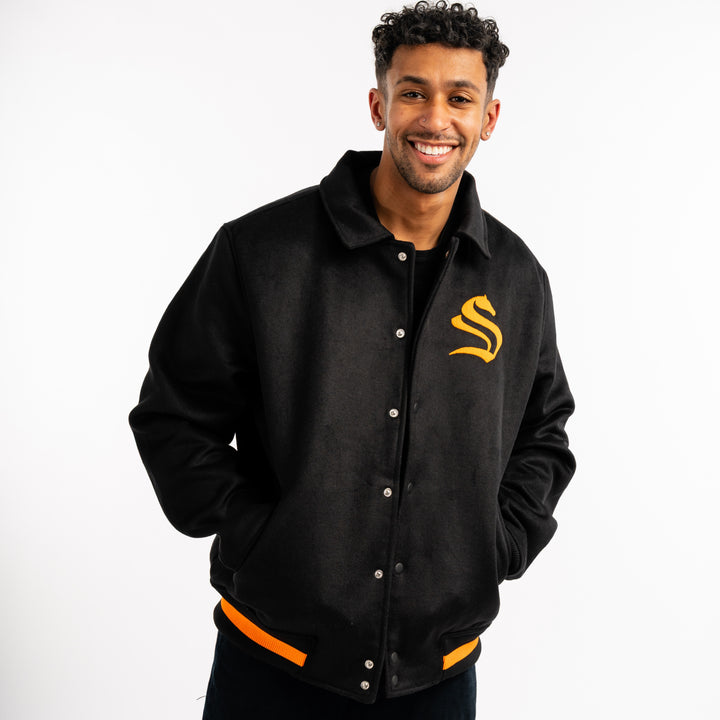 Wool Jacket with Embroidered Crest