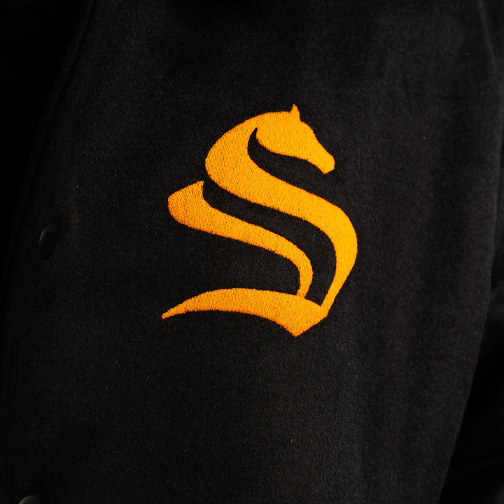 Wool Jacket with Embroidered Crest
