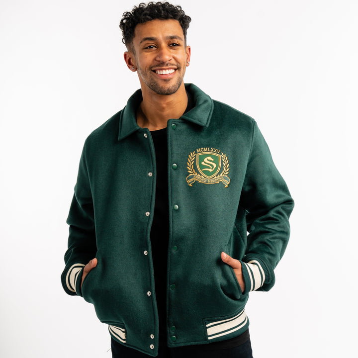 Wool Jacket with Embroidered Crest