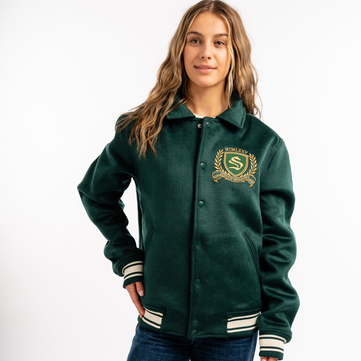 Wool Jacket with Embroidered Crest