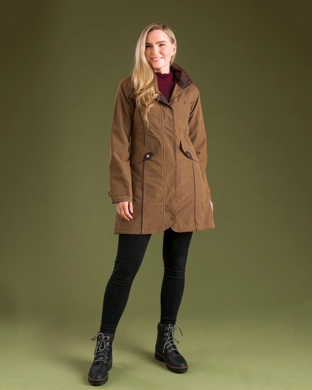 JACK MURPHY LAMBOURNE ウォータープルーフフロックコート Lambourne Waterproof Coat - Olive: Style Meets Durability