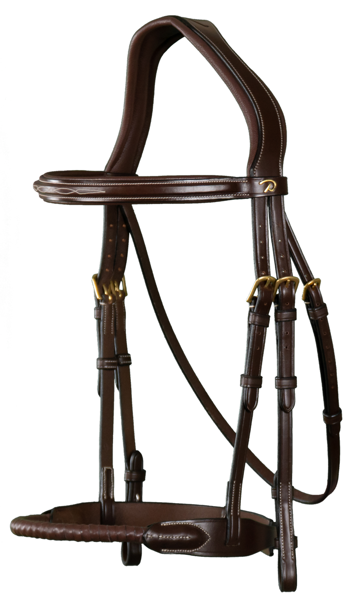 Leather Covered Rope Noseband Bridle - D Collection