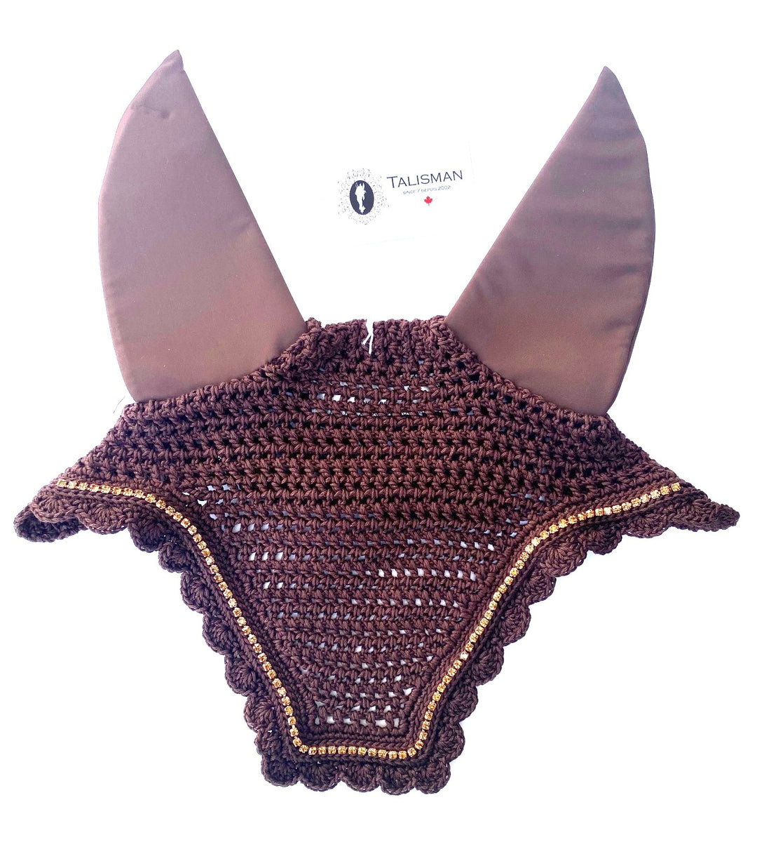 U Front Quiet Ears 1 Row Crystals Fly Bonnet
